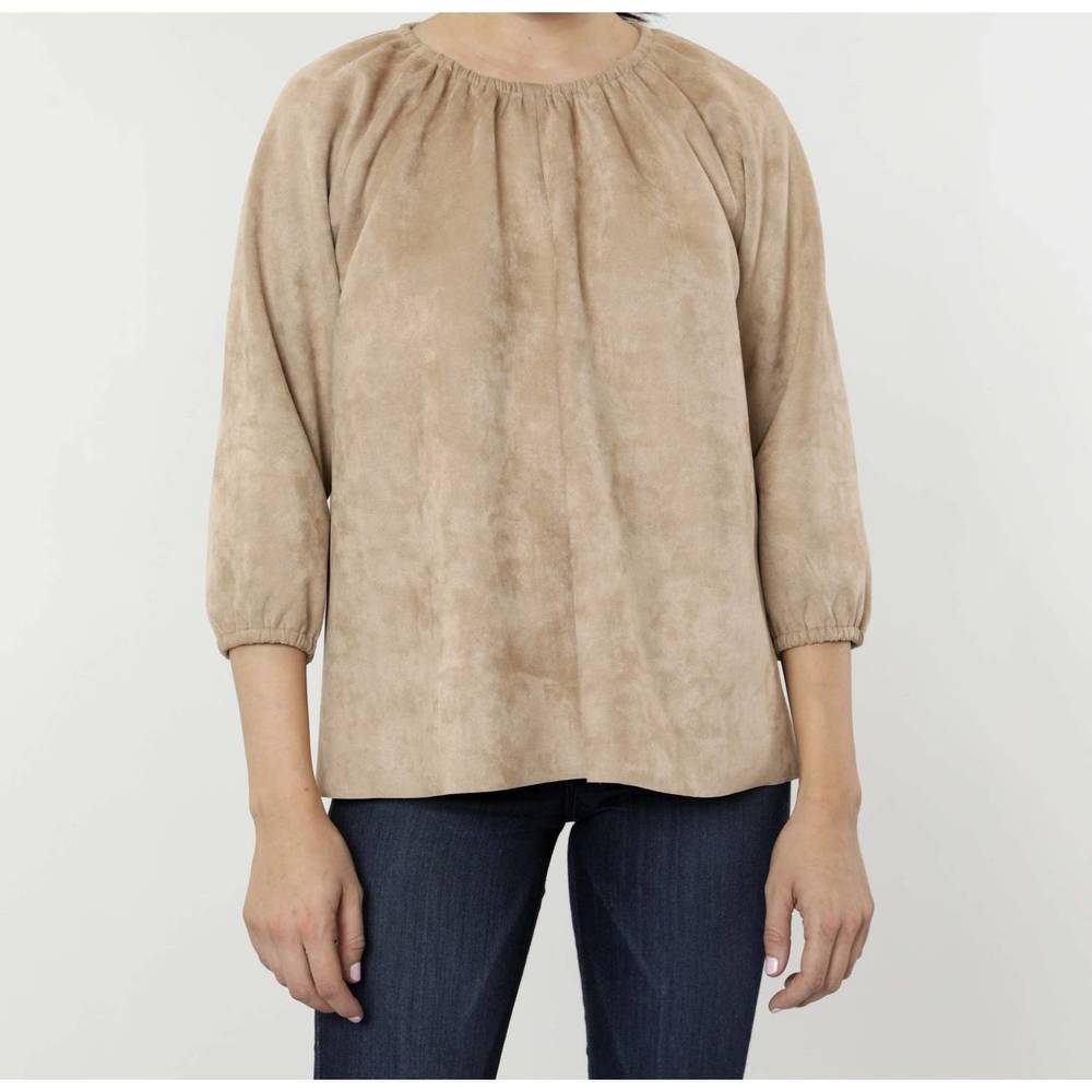 NEW DOLCE CABO faux suede peasant top in camel